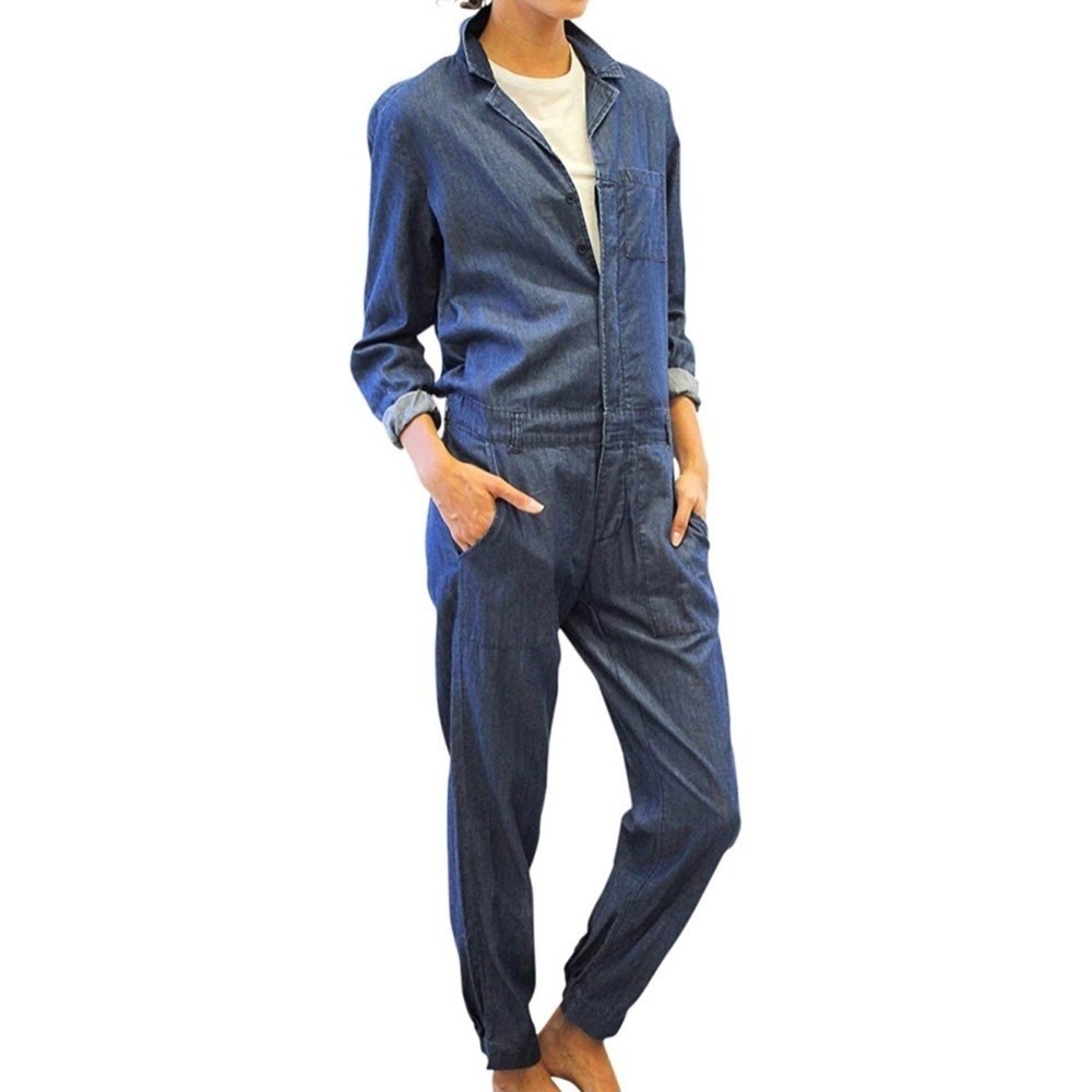 Highway Jeans Jumpsuit Women Jr 5 Blue Denim Boiler Utility Coverall Streetwear